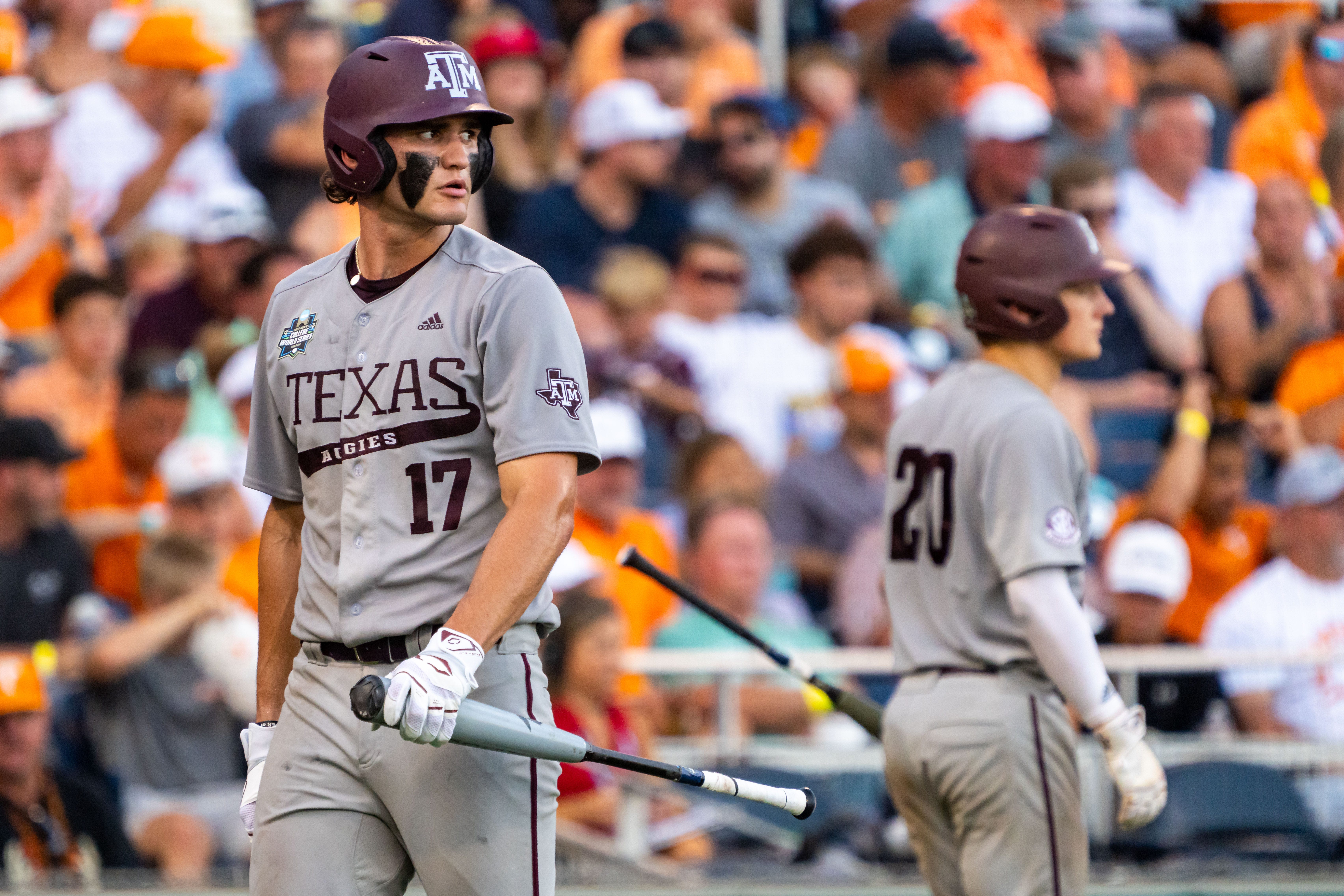 Texas A&M sophomore outfielder Jace LaViolette is rumored to choose LSU in transfer portal