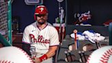 Phillies' Kyle Schwarber reacts to injury scare vs. Marlins