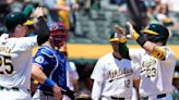 Shea Langeliers drives in career-high five runs, A's beat Rangers 9-4 in Game 1 of doubleheader