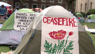 Brown University warns of possible discipline for encamped protesting students