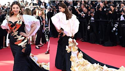 Aishwarya Rai Bachchan Casts A Spell On The Cannes 2024 Red Carpet; Gold Flowers Steal The Show - News18