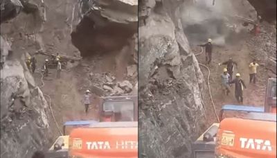 On Camera, Narrow Escape For Workers Clearing Badrinath Highway