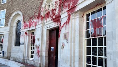 Council building targeted with red paint for fourth time