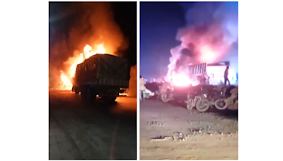 Video: 1 Dead, 3 Injured After Two Trucks Collided & Caught Fire In Jabalpur