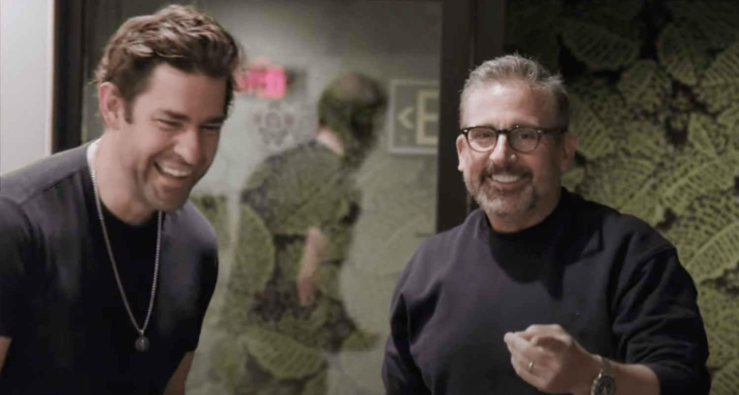 Steve Carell and John Krasinski together again! See the two reunite in behind-the-scenes video