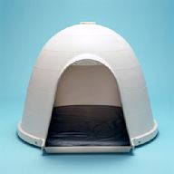 A dome-shaped design made of plastic Provides good insulation and protection from the elements Comes in various sizes to accommodate different breeds