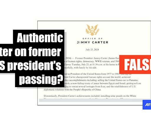 Fake letter sparks Jimmy Carter death hoax