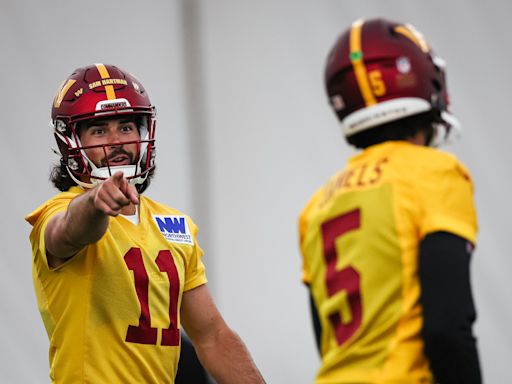 Commanders QB Sam Hartman finds a Jayden Daniels jersey while shopping