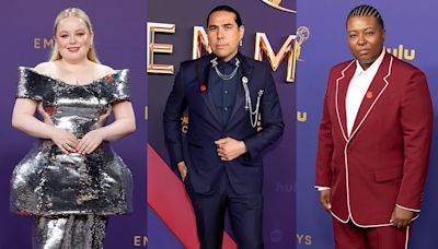 Stars Wear Red Pin in Support of Israel-Hamas Ceasefire at 2024 Emmys