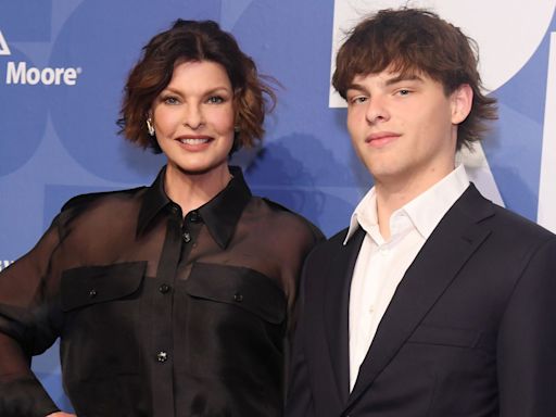 Linda Evangelista Makes Rare Appearance with Son Augustin, 17, as They Pose Together at New York City Event