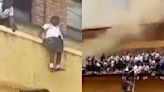 El angustiante video del momento en el que alumnas de un colegio saltaron al vacío para escapar de las llamas