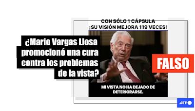 Video de Mario Vargas Llosa promoviendo un medicamento para tratar la visión es un montaje