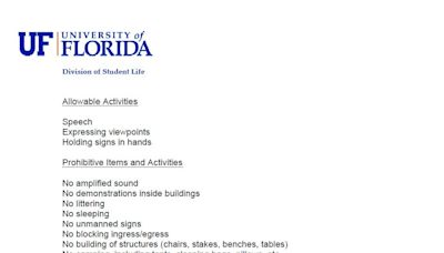 Controversy: UF may trespass protestors engaging in prohibited activities