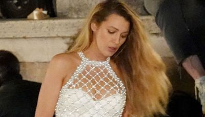Blake Lively's Bridal White Naked Dress Is Absolutely Dripping With Pearls