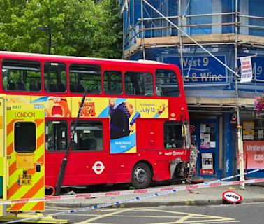 Seven injured as bus smashes into food and wine shop in West London | ITV News