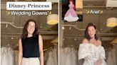 A bridal stylist found wedding gowns that match the vibes of Disney princesses, and people can't get over how accurate they are