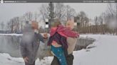 Dramatic video shows 8-year-old girl rescued from icy pond