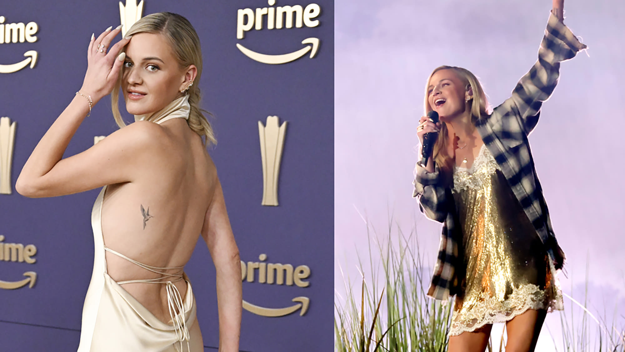 Kelsea Ballerini Goes Gold Twice in Backless Gown and Sparkling Babydoll Dress for Duet With Noah Kahan at ACM Awards 2024