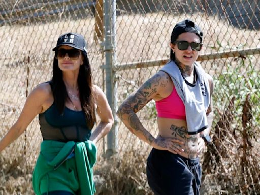 Kyle Richards and her lesbian friend Morgan Wade go for a hike in L.A.