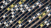 This photo taken on April 18, 2024, shows electric vehicles for export of Chinese car manufacturer BYD waiting to be loaded onto a ship at a port in Yantai, in eastern China's Shandong province.