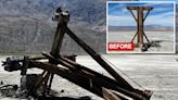 Historic Death Valley tower toppled by reckless driver who used it to free their vehicle from mud