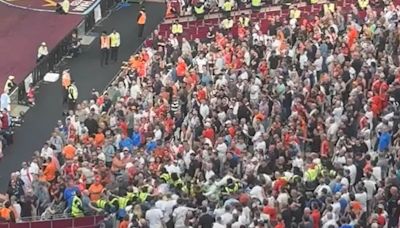 Luton fans brawl with stewards in violent scenes at London Stadium