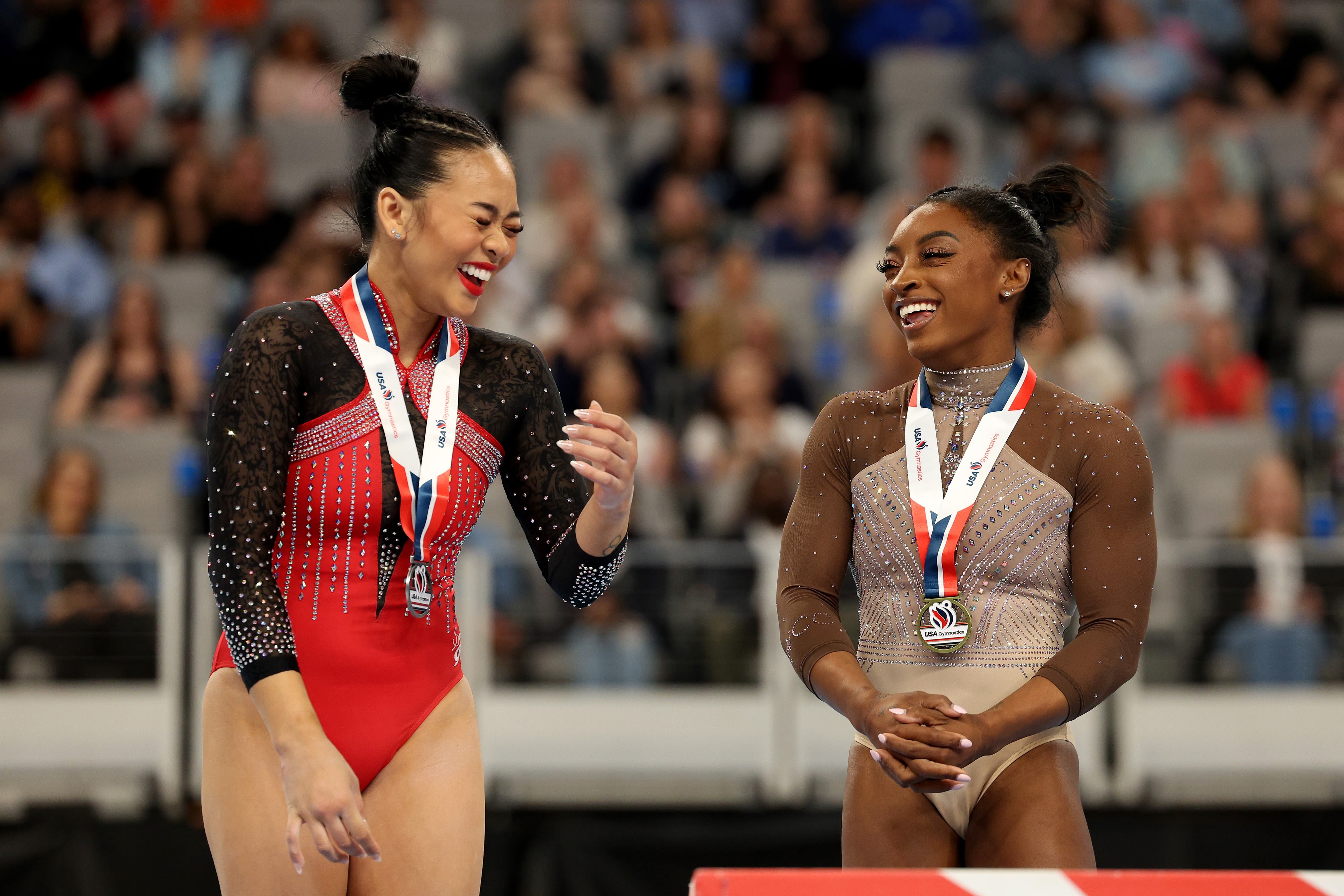 Sunisa Lee’s vault went awry. Simone Biles stepped in to help.