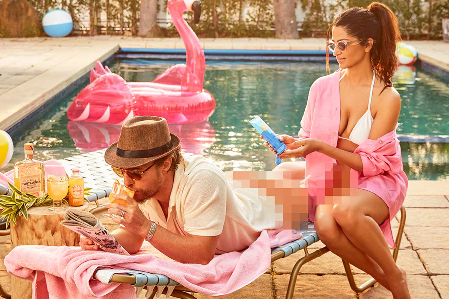 Camila and Matthew McConaughey Go Pantless by the Pool in New Photo: 'Burnt Buns Are No Fun'