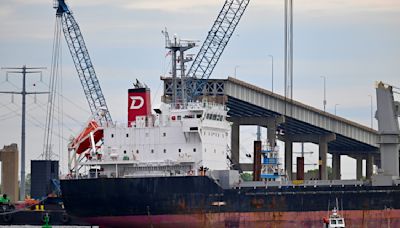 Key Bridge collapse: First large ships leaves Port of Baltimore using deeper temporary channel