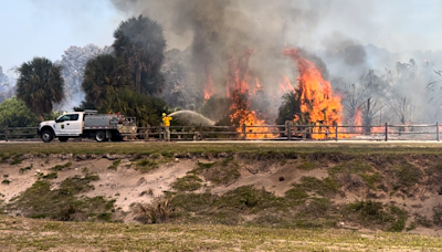 Firefighters monitor 'stubborn' brush fire in Boca Raton