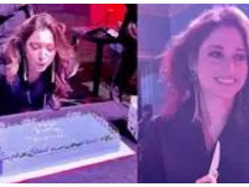 Tamannaah receives surprise b'day cake on 'Stree 2' set during 'Aaj Ki Raat' shoot | Hindi Movie News - Times of India