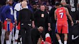 76ers’ Joel Embiid, injury challenged entering playoffs, briefly departs after hurting knee on dunk in opener - The Boston Globe