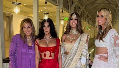 Kim Kardashian Embraces Traditional Dressing in Embellished Red Tassle Bra for Anant Ambani and Radhika Merchant’s Wedding in India