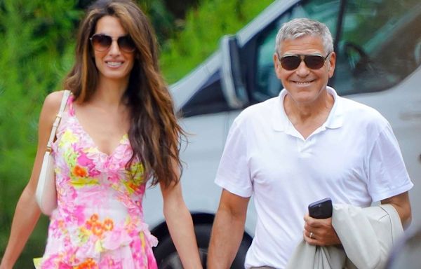 George Clooney and Wife Amal Hold Hands as They Stroll to Lunch in Saint-Tropez