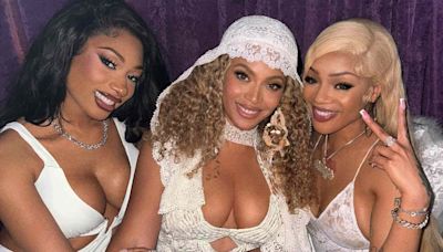 Beyoncé, Megan Thee Stallion and GloRilla Have Girls' Night Out in Matching All-White Looks