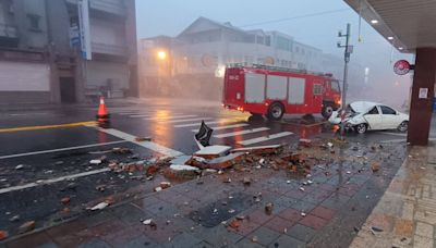 強烈颱風凱米風雨侵襲 花蓮大樓女兒牆掉落砸中臨停車母亡兒重傷