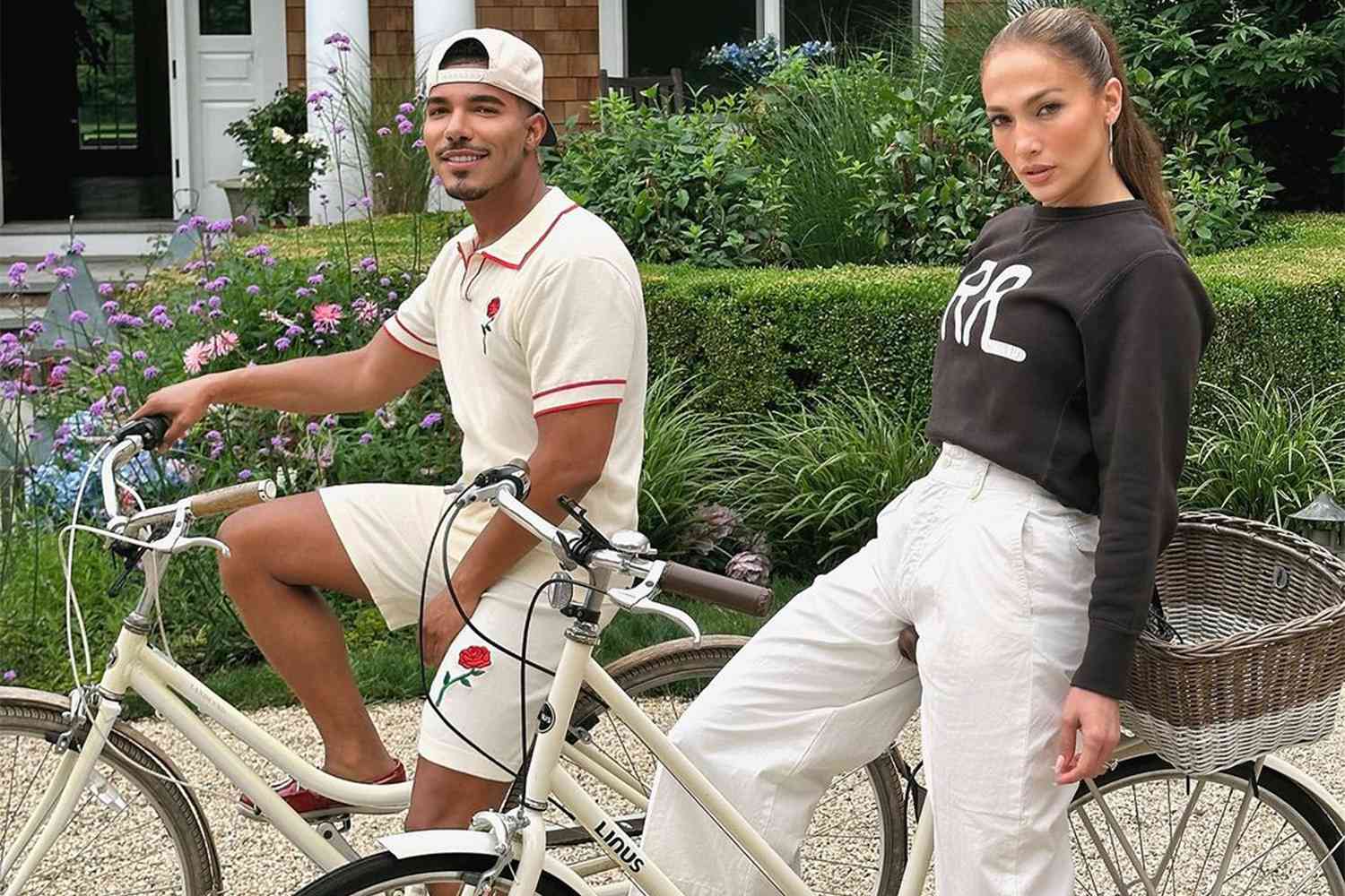 Jennifer Lopez Rocks Stylish Summer Look While Biking in the Hamptons with Friend Stevie Mackey