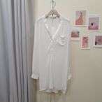【韓國連線】alice 愛麗斯韓國 137040 簡約時尚感白色長版襯衫