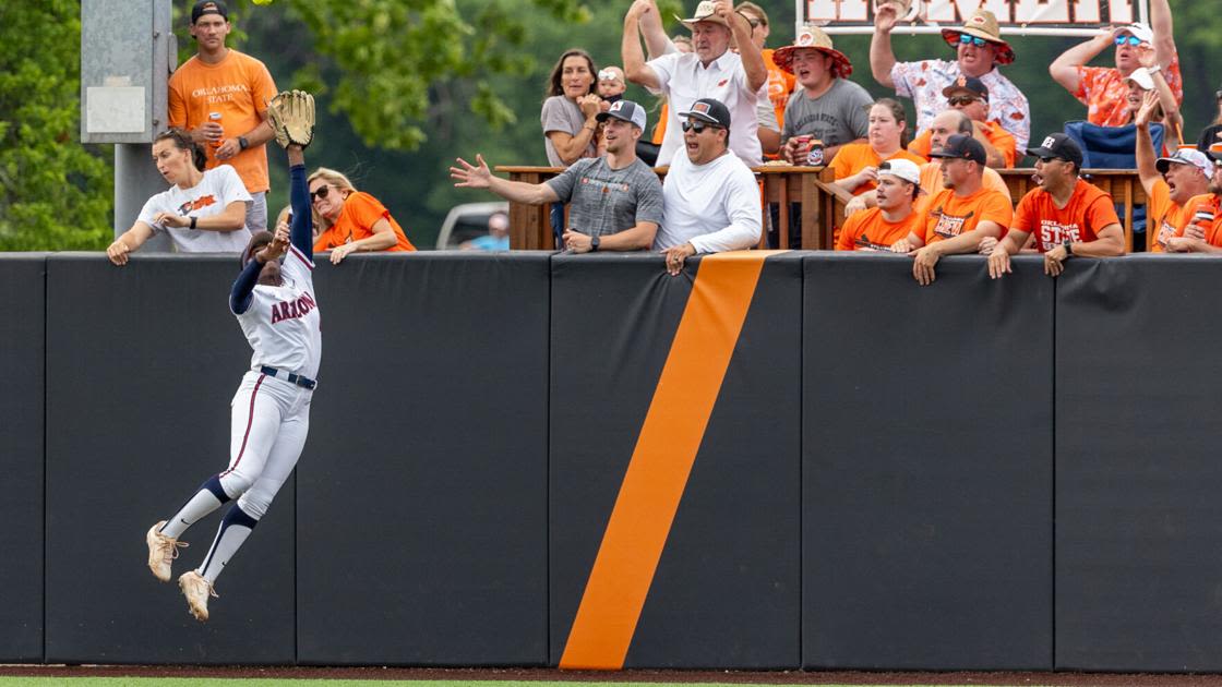 Weather delay: Oklahoma State leads Arizona 10-3 in 5th in Game 2 of NCAA softball Super Regional series