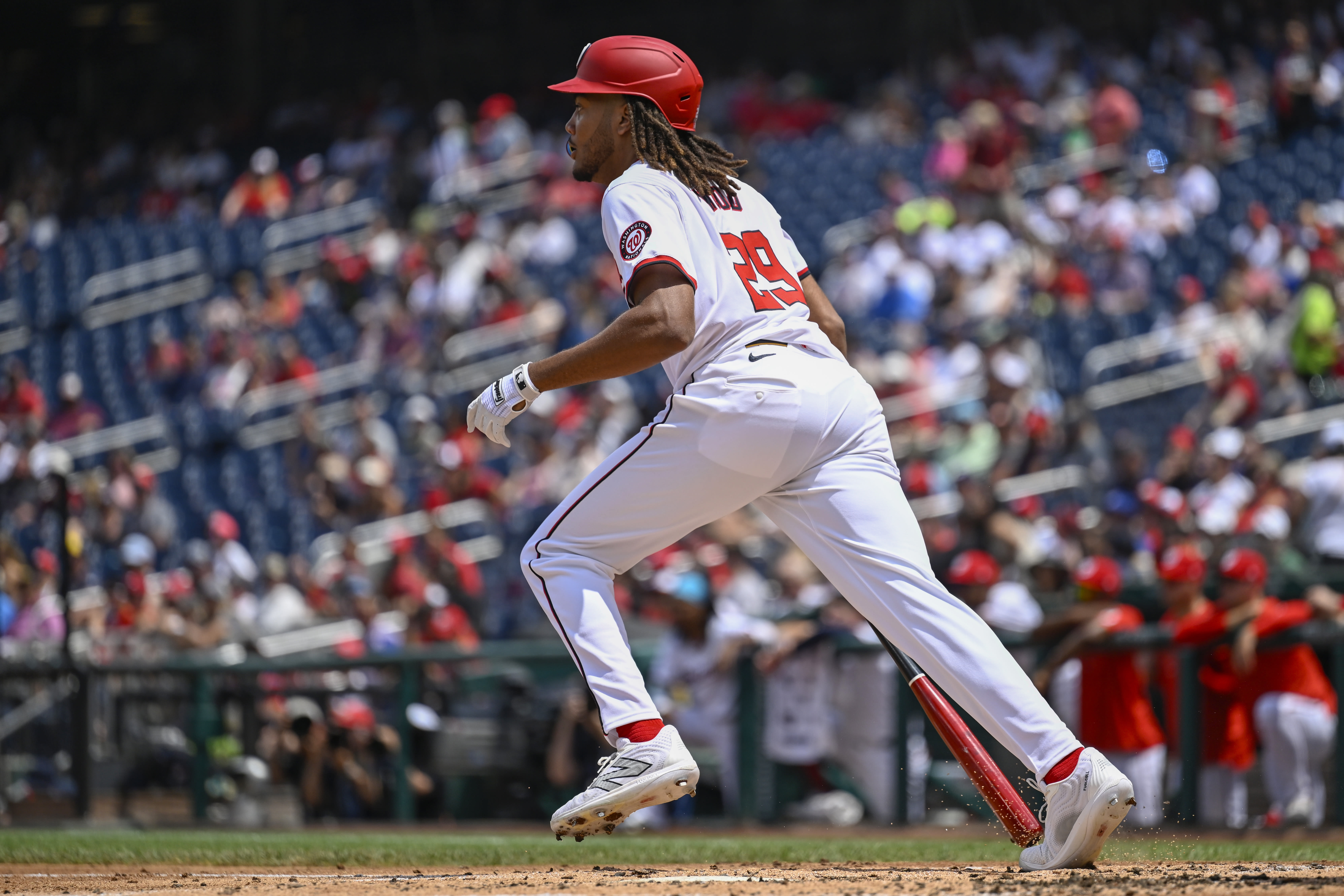 Rookie James Wood's 3-run homer gives the Nationals a 5-2 win and a 3-game sweep of the Reds