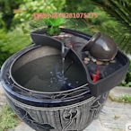 陶瓷圓形魚缸過濾器循環系統流水器搭配茶臺養魚盆庭院魚池造景配