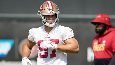 49ers' Nick Bosa, in a twist, brings his veteran's wit and wisdom to OTAs