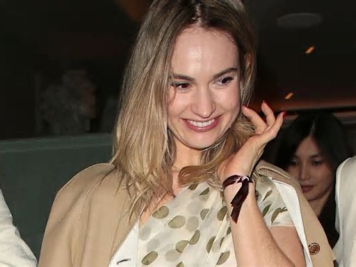 Lily James wears polka dot dress as she celebrates birthday in exclusive London hotspot