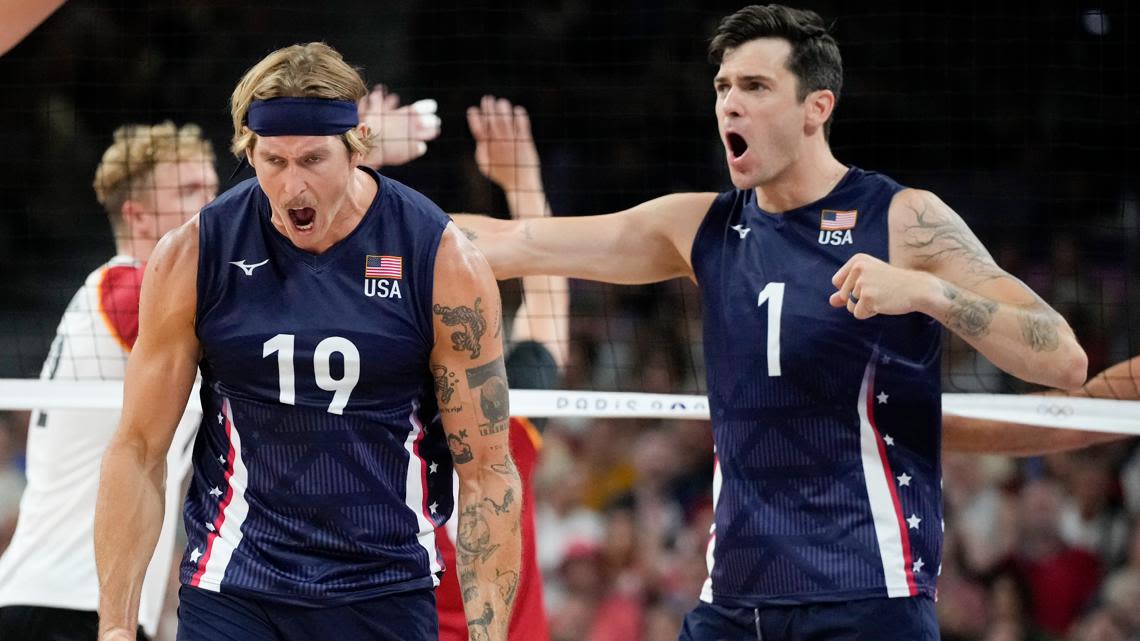 Anderson, USA Volleyball slip by Germany in five sets