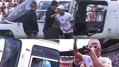 ¡Dayro Moreno, locura total! Llegó al estadio en Manizales en helicóptero, video