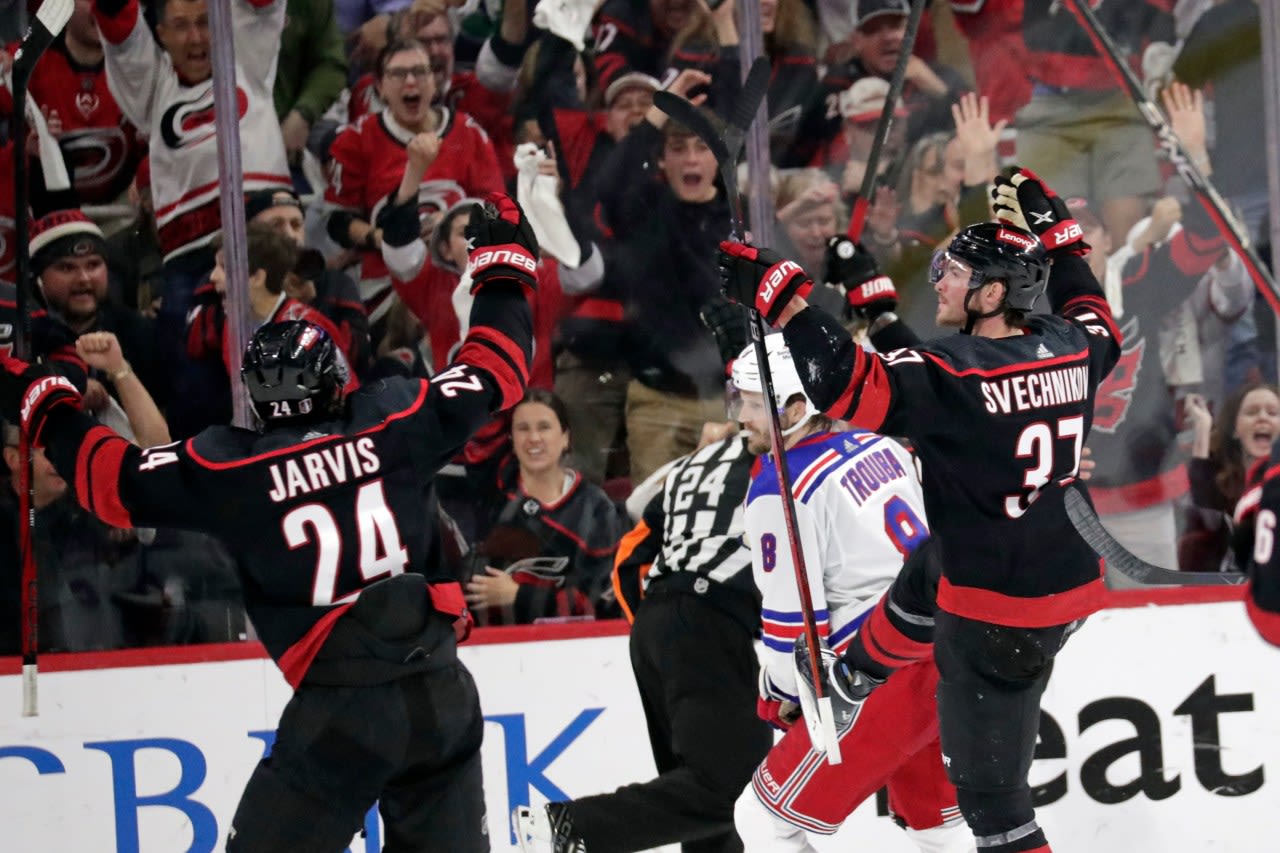 Artemi Panarin scores in overtime, Rangers beat Hurricanes 3-2 to take 3-0 series lead