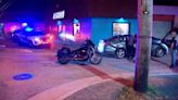 At least 1 person hospitalized after a motorcycle, vehicle accident in Overbook