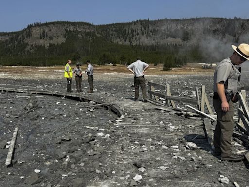 Surprise blast of rock, water and steam in Yellowstone sends dozens running for safety