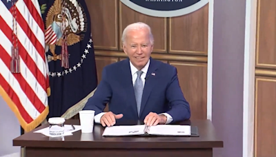 President Biden smiles, ignores press shouting questions for a full minute at White House event