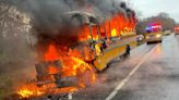 VIDEO: School bus engulfed in flames on New Jersey parkway, no injuries reported